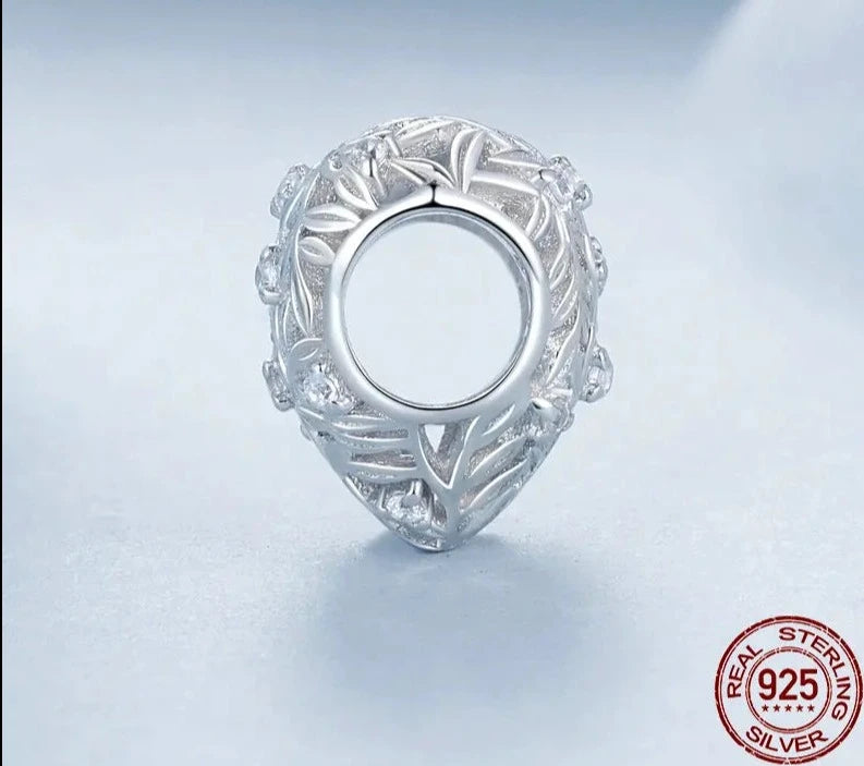 925 Sterling Silver Heart-Shaped Hollow Charms