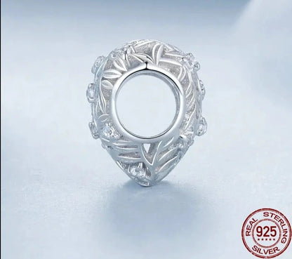 925 Sterling Silver Heart-Shaped Hollow Charms