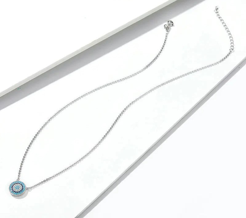 925 Sterling Silver Blue Evil Eyes Necklace - TEA LU SHOP