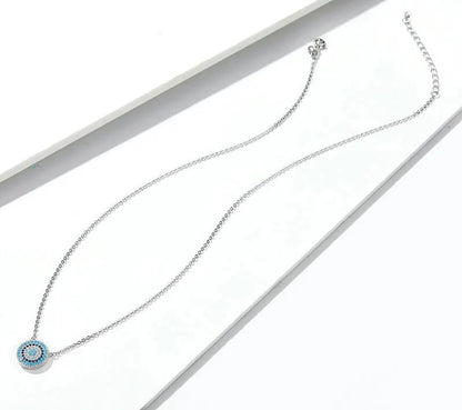 925 Sterling Silver Blue Evil Eyes Necklace - TEA LU SHOP