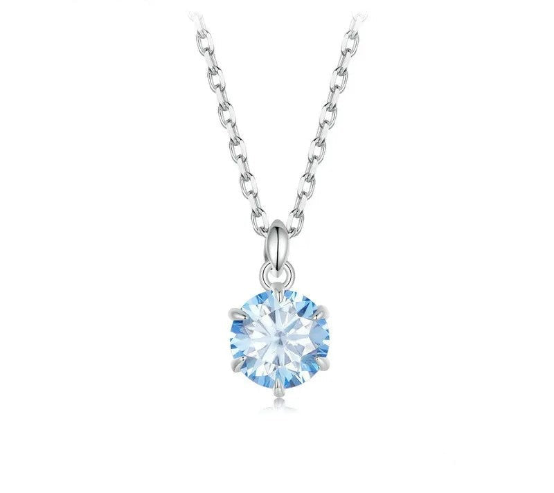 925 Sterling Silver 1CT Blue Moissanite Necklace - Shine Bright Store