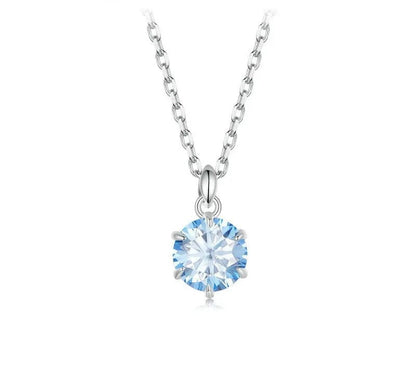 925 Sterling Silver 1CT Blue Moissanite Necklace - Shine Bright Store