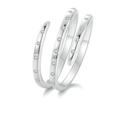 925 Sterling Silver Triple Wrapped Adjustable CZ Ring - Shine Bright Store