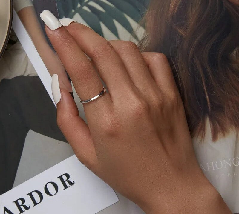 925 Sterling Silver Minimalism Simple Ring - TEA LU SHOP