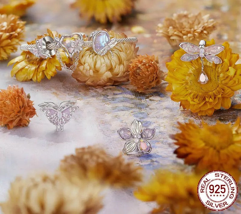 925 Sterling Silver Dragonfly / Butterfly / Flower / Bird Charms - Shine Bright Store