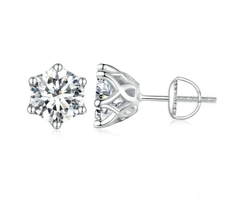 925 Sterling Silver Moissanite Stud Earrings - TEA LU SHOP