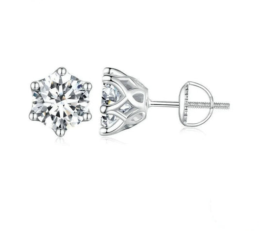 925 Sterling Silver Moissanite Stud Earrings - TEA LU SHOP