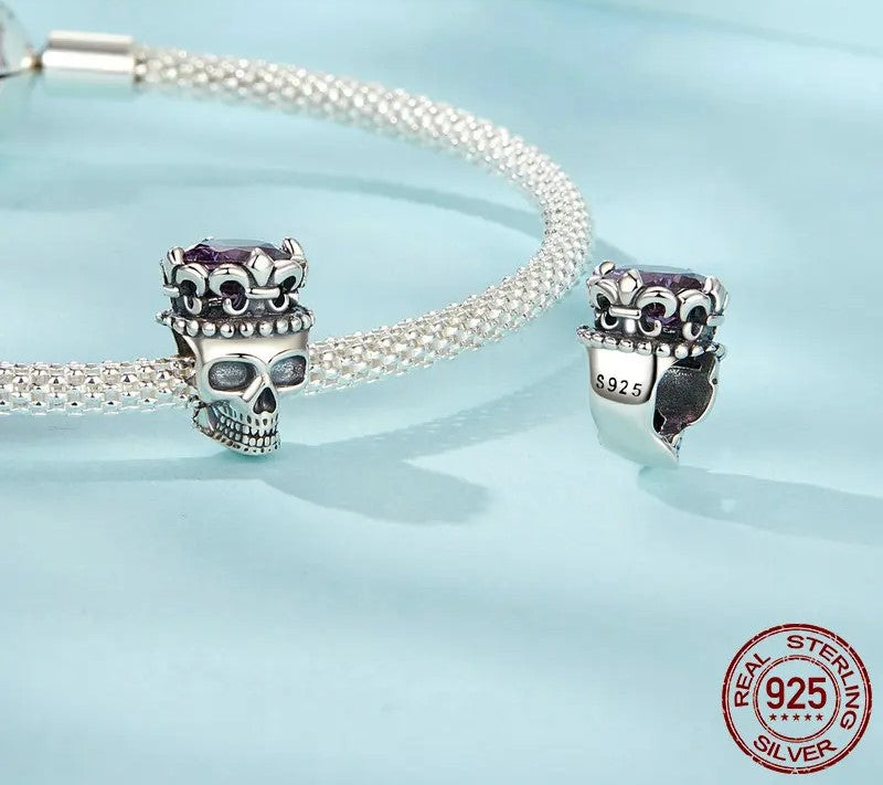 925 Sterling Silver Skull Crown Charm - Shine Bright Store