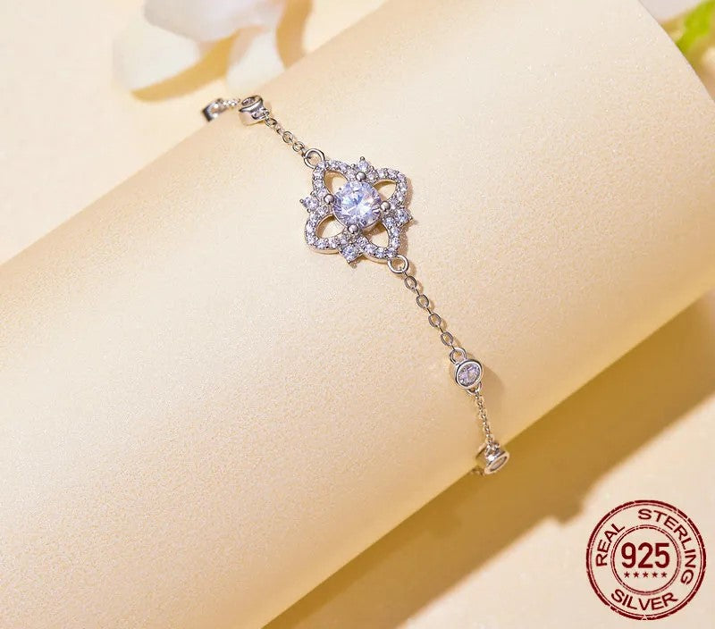 925 Sterling Silver Moissanite Bracelet - TEA LU SHOP