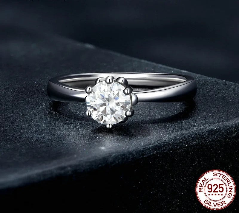 925 Sterling Silver Moissanite Ring - TEA LU SHOP
