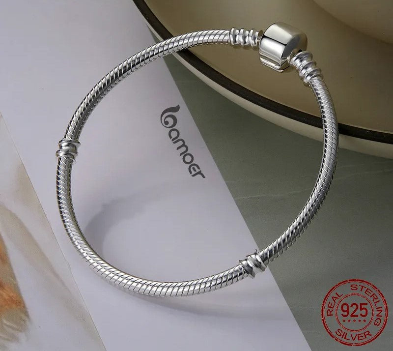 925 Sterling Silver Classic Snake Bracelet - TEA LU SHOP