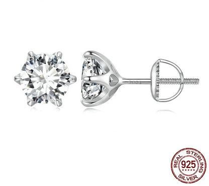925 Sterling Silver Moissanite Stud Earrings - TEA LU SHOP
