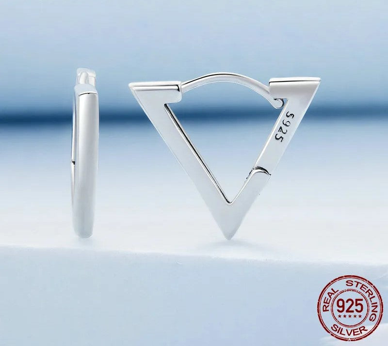 925 Sterling Silver Small Triangle Earrings - TEA LU SHOP