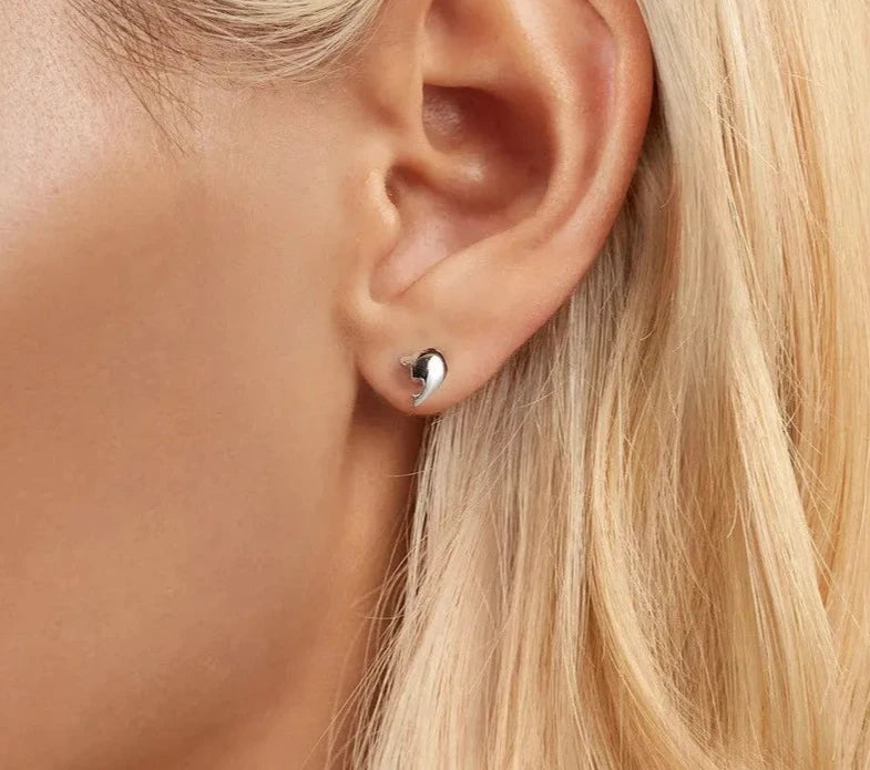 Delicate Heart Puzzle Stud Earrings