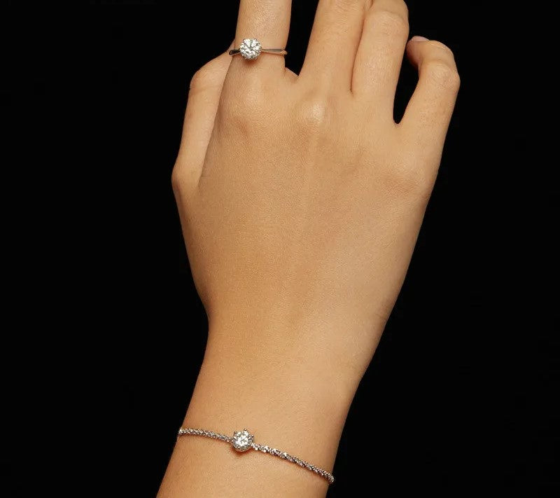 925 Sterling Silver Moissanite Bracelet - TEA LU SHOP