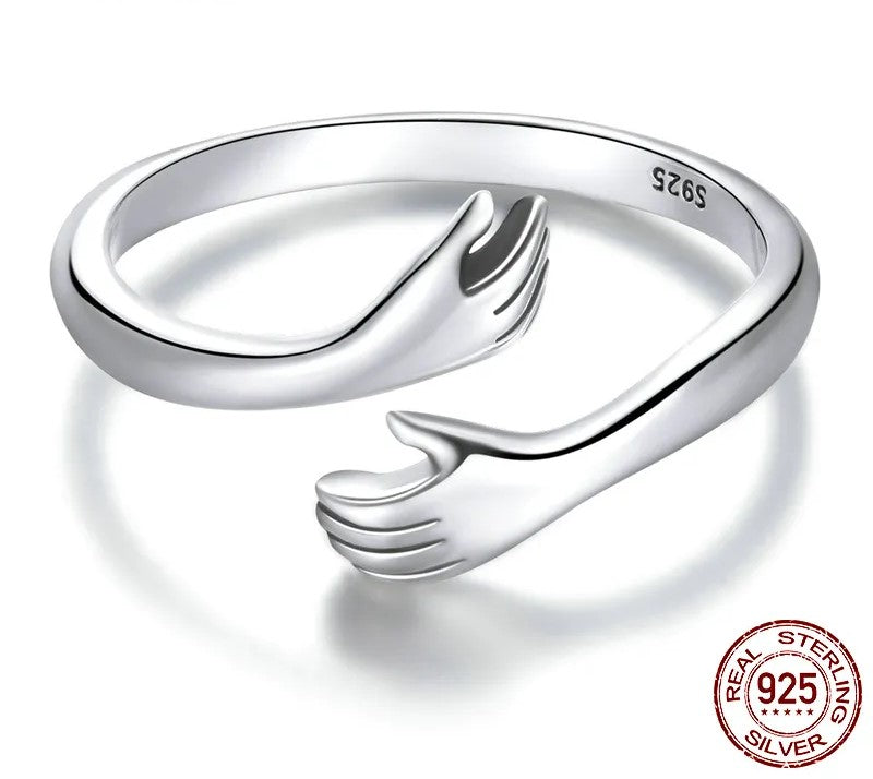 925 Sterling Silver Love Hand Ring - TEA LU SHOP