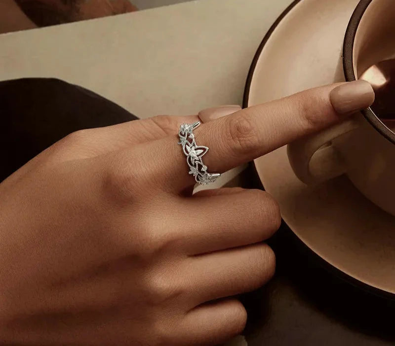 925 Sterling Silver Dazzling CZ Lotus Flower Ring