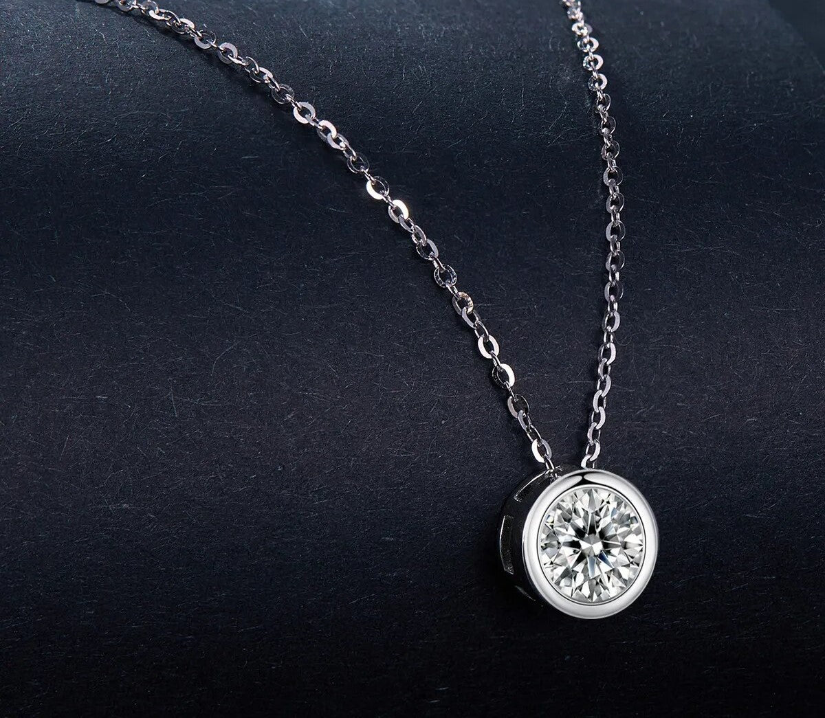 925 Sterling Silver Moissanite Necklace - TEA LU SHOP