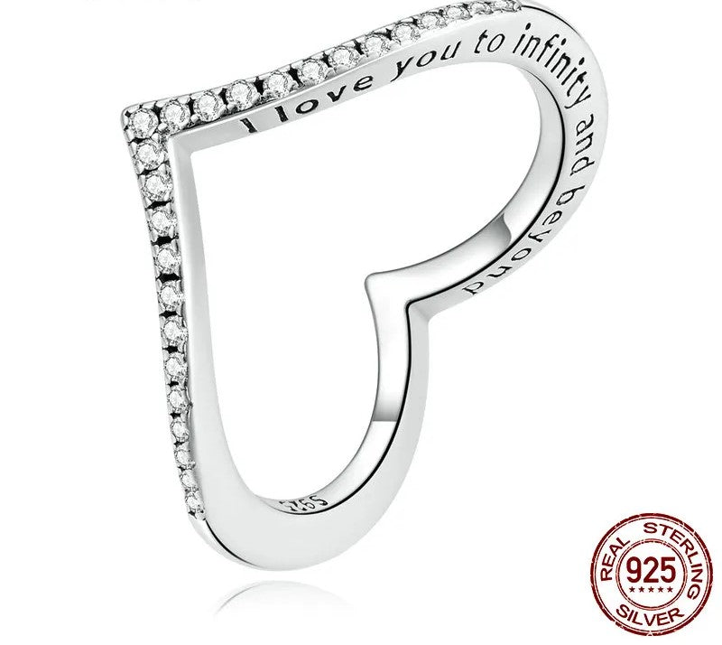 925 Sterling Silver Zircon Heart Ring - TEA LU SHOP