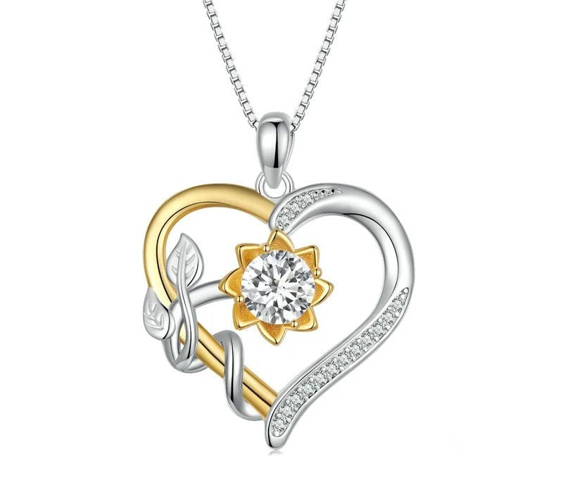925 Sterling Silver Moissanite Heart Shape Necklace - TEA LU SHOP