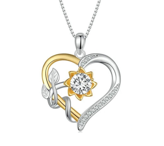 925 Sterling Silver Moissanite Heart Shape Necklace - TEA LU SHOP