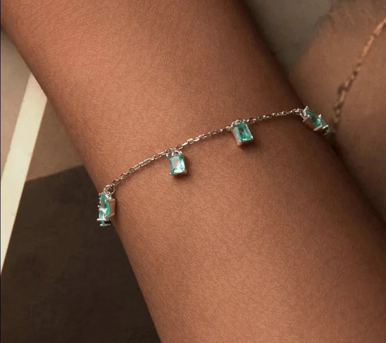 White Gold Plated Tassel Stackable Bracelet
