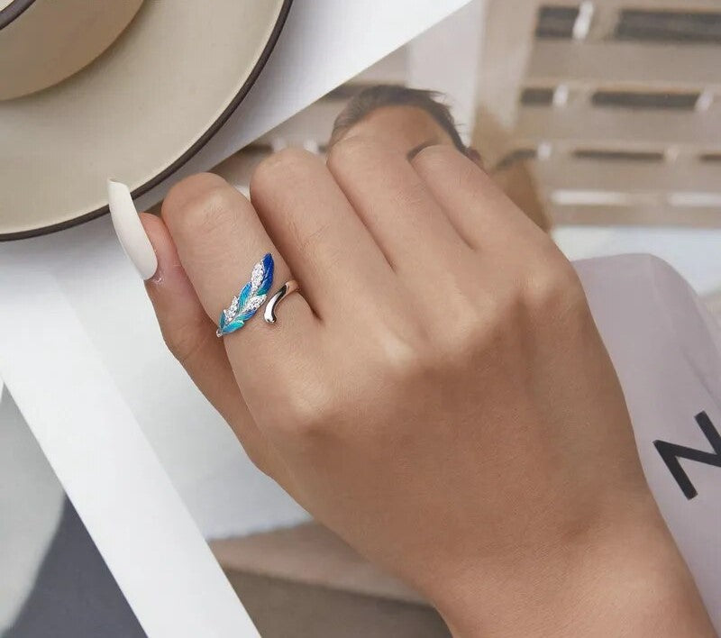 925 Sterling Silver Dazzling Blue Open Ring - TEA LU SHOP