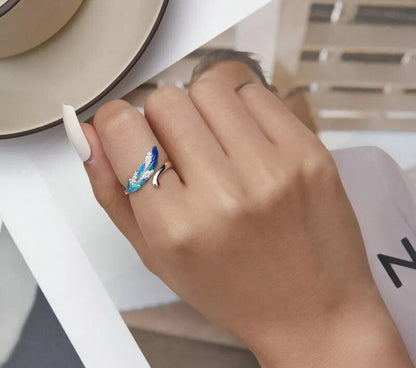 925 Sterling Silver Dazzling Blue Open Ring - TEA LU SHOP
