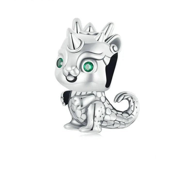 925 Sterling Silver Cute Dragon Charm for Charm Bracelets - TEA LU SHOP