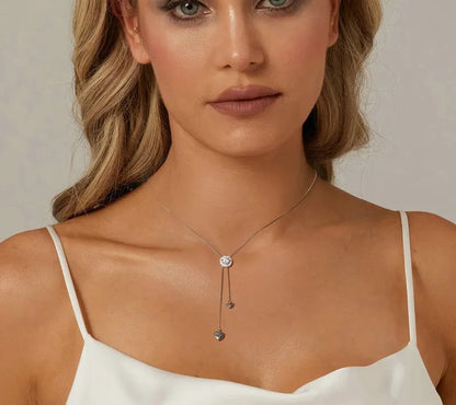 925 Sterling Silver Lariat Minimalist Moissanite Necklace - Shine Bright Store