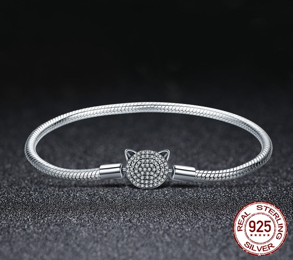 925 Sterling Silver Cat Chain Bracelet - TEA LU SHOP