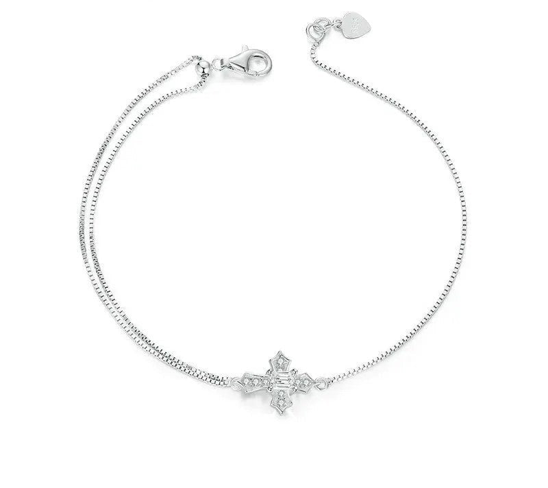 925 Sterling Silver CZ Cross Bracelet - Shine Bright Store