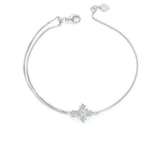 925 Sterling Silver CZ Cross Bracelet - Shine Bright Store