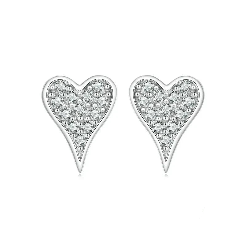 Heart CZ Stud Earrings