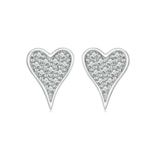 Heart CZ Stud Earrings