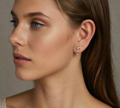Sparkling Heart Cut CZ Dangle Earrings