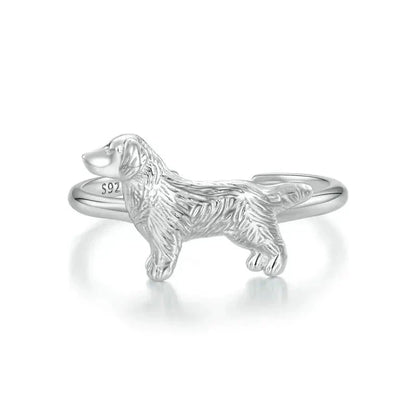 925 Sterling Silver Golden Retriever Ring