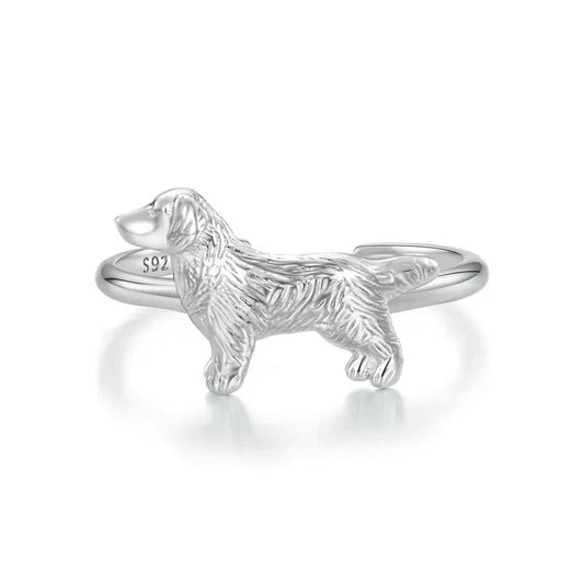 925 Sterling Silver Golden Retriever Ring