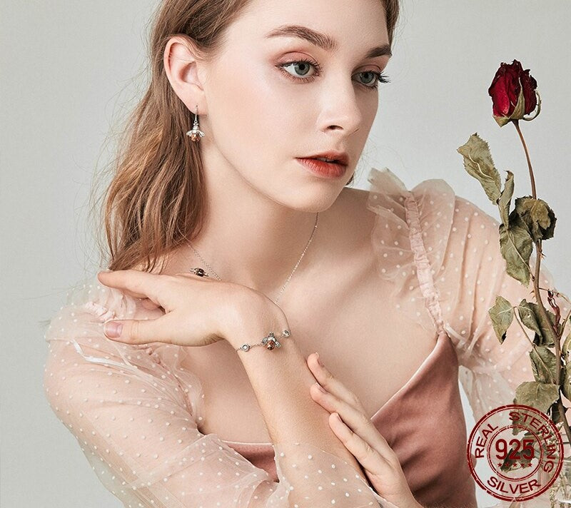925 Sterling Silver Honey Bee Bracelet - TEA LU SHOP