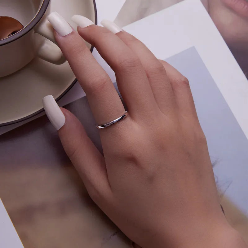 925 Sterling Silver Classic Round Ring - TEA LU SHOP