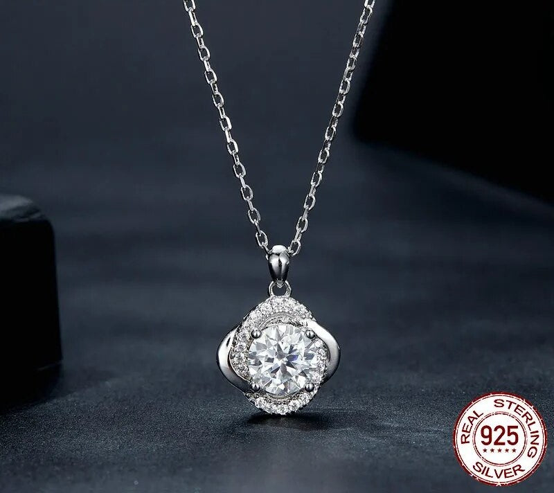 925 Sterling Silver Moissanite Necklace - TEA LU SHOP