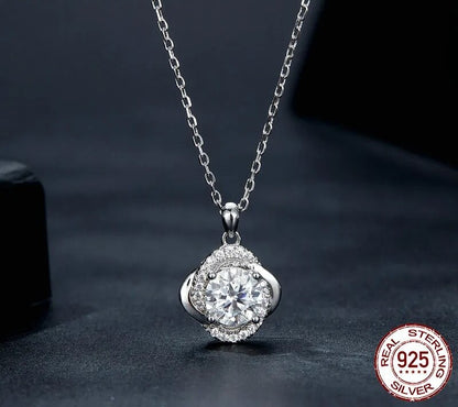 925 Sterling Silver Moissanite Necklace - TEA LU SHOP