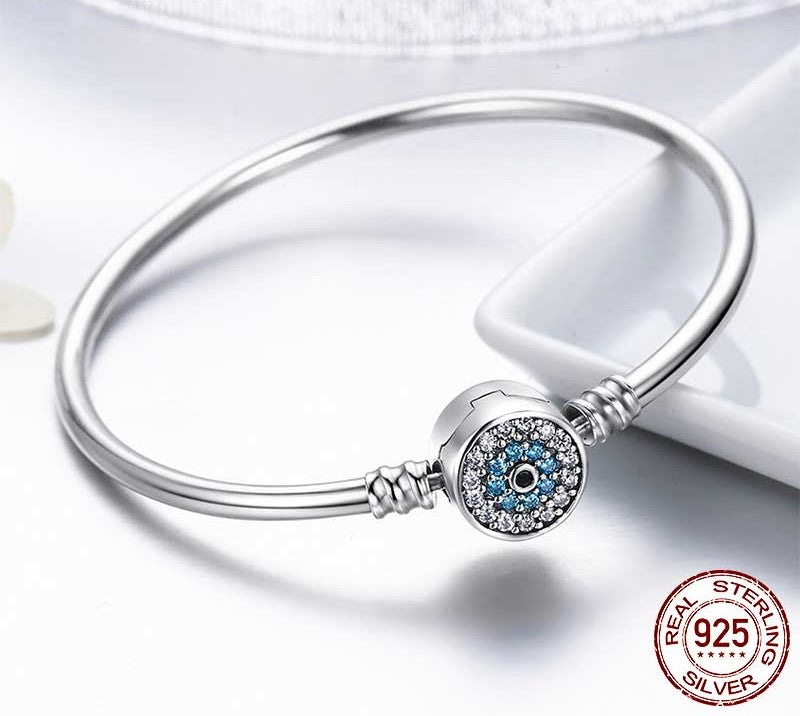925 Sterling Silver Blue Evil Eye Bracelet - TEA LU SHOP