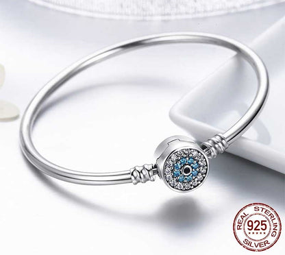 925 Sterling Silver Blue Evil Eye Bracelet - TEA LU SHOP