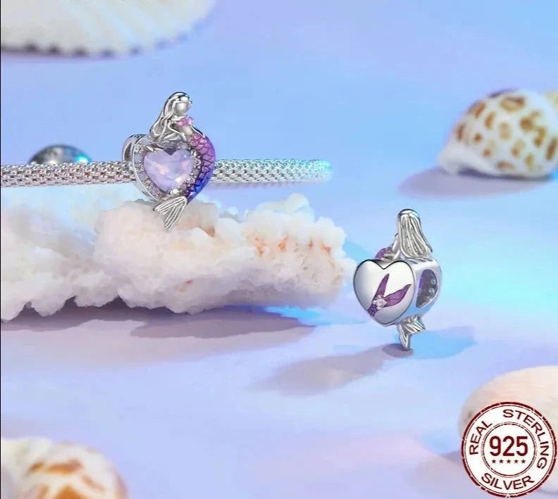 Dainty 925 Sterling Silver Dreamy Mermaid Charm