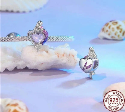 Dainty 925 Sterling Silver Dreamy Mermaid Charm