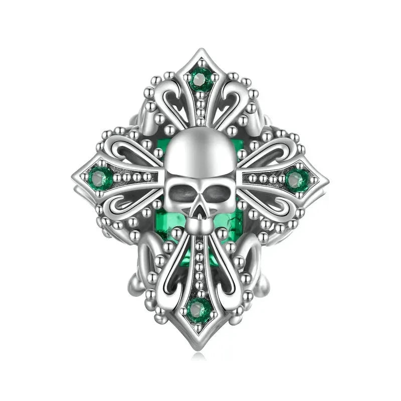 925 Sterling Silver Skull Cross Charm