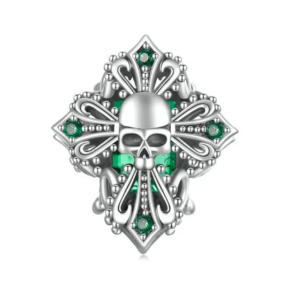 925 Sterling Silver Skull Cross Charm
