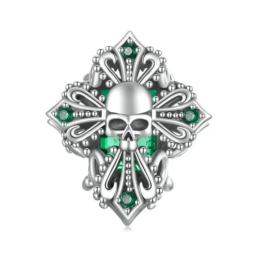 925 Sterling Silver Skull Cross Charm