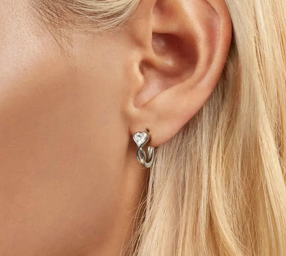 White Gold Plated Infinite Love Hoop Earrings